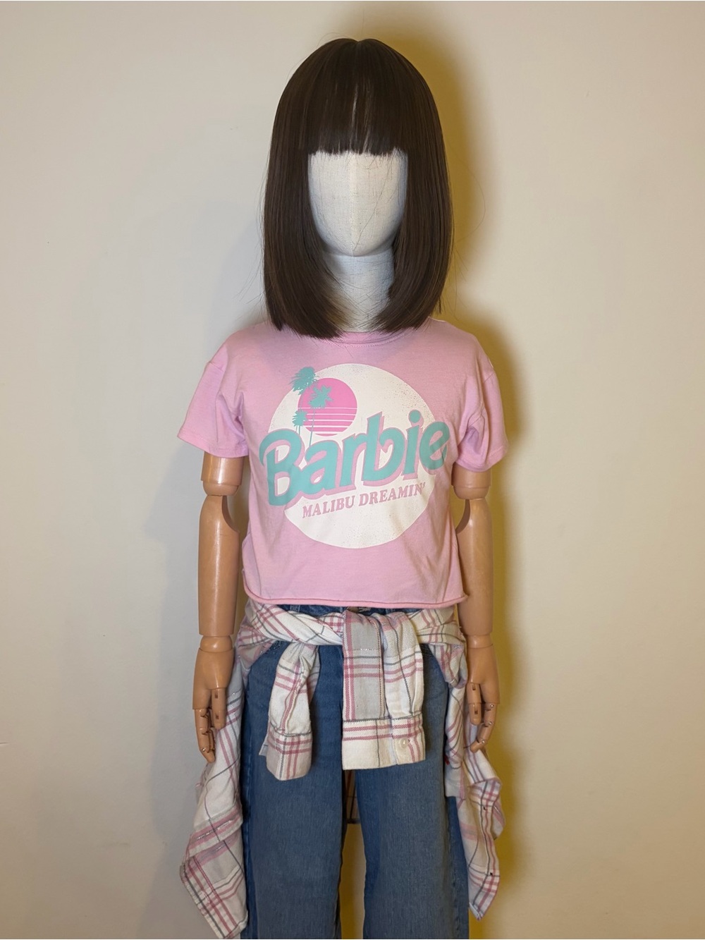 Pink Barbie Logo Cropped Tee Girls 4T